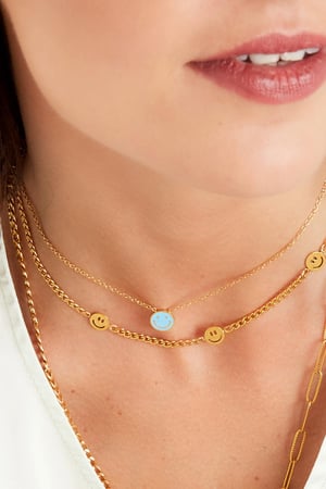 stainless steel necklace with three smiley charms h5 Picture4